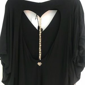 TWIN-SET BEACHWARE black coverup heart cutout ❤️